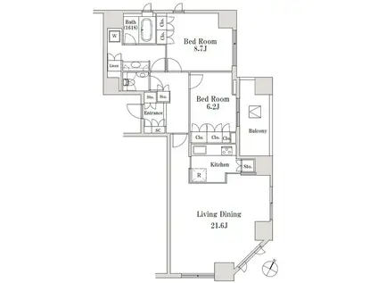 LASANTE一番町 ラサンテ一番町(2LDK/10階)の間取り写真