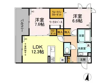 エクレール(2LDK/2階)の間取り写真