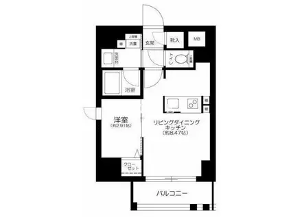 GRANSITE千代田水道橋(1LDK/8階)の間取り写真