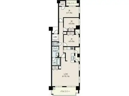 グリーンシャトーH・T(3LDK/7階)の間取り写真