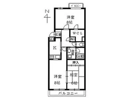 ウィステリア32(2LDK/3階)の間取り写真