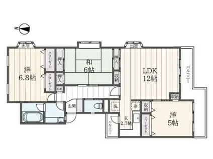ブランドール南野(3LDK/5階)の間取り写真