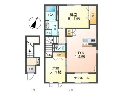 ルピナス(2LDK/2階)の間取り写真