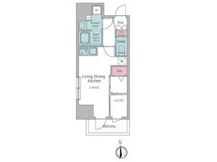 ドゥーエ入谷II(1LDK/5階)の間取り写真