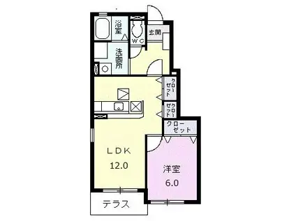 アウローラSIII(1LDK/1階)の間取り写真