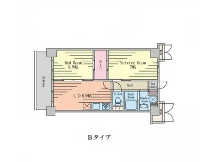 サキ西小岩(2LDK/1階)の間取り写真