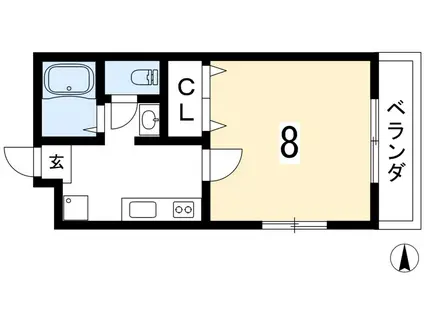 メゾンジュネス(1K/2階)の間取り写真