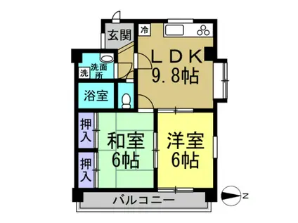 サン・ファミール北浦(2LDK/4階)の間取り写真