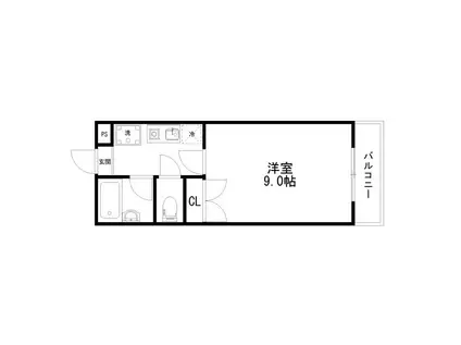 カサ・イナバ(1K/3階)の間取り写真