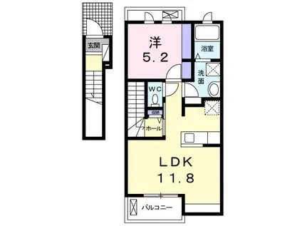 シャルマン(1LDK/2階)の間取り写真