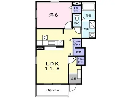 メゾン・ド・エクセラン(1LDK/1階)の間取り写真