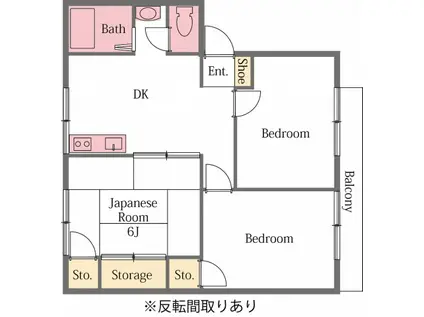 あるゾウパレスS B棟(3DK/2階)の間取り写真