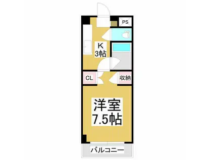 コーポホワイトヴィラ(1K/3階)の間取り写真