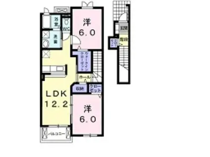 コージーコート朝霧1号棟(2LDK/2階)の間取り写真