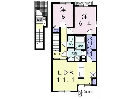 アリストガーデンIV(2LDK/2階)の間取り写真