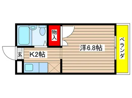 パールハイツⅡ(1K/2階)の間取り写真