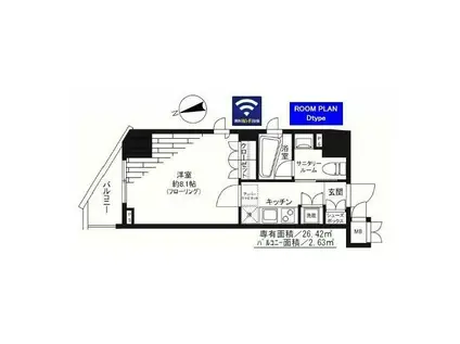 グランドコンシェルジュ新御徒町アジールコート(1K/6階)の間取り写真