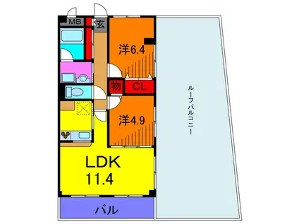 フォーレスト北綾瀬II(2LDK/4階)の間取り写真