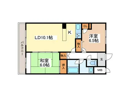 ユニテック木曽駒(2LDK/5階)の間取り写真