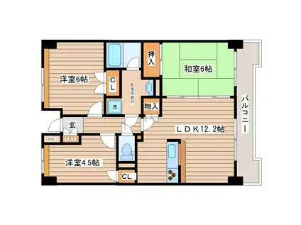 東仙台五番館(3LDK/1階)の間取り写真