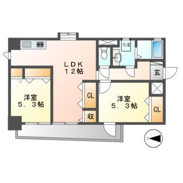 新栄GRANDM(2LDK/3階)の間取り写真