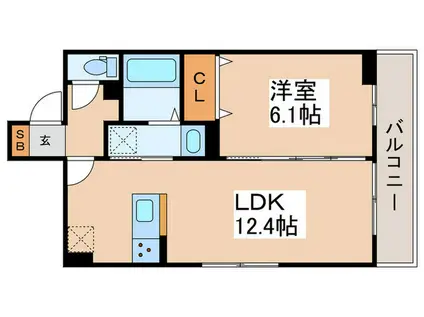 セレスティア東四つ木II(1LDK/1階)の間取り写真