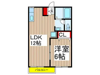 ファインコーポラスA(1LDK/2階)の間取り写真