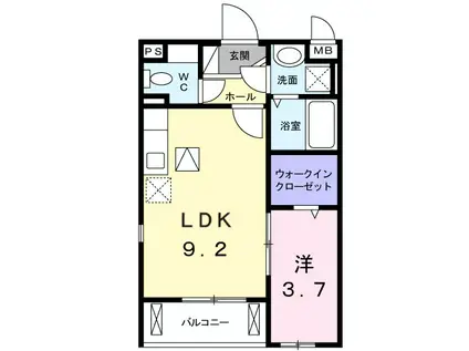エクレール古結Ⅶ(1LDK/1階)の間取り写真