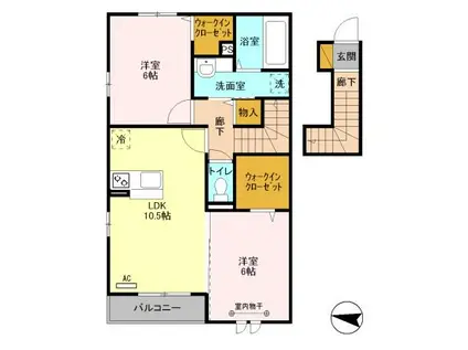 ハーモニーコーポ B(2LDK/2階)の間取り写真