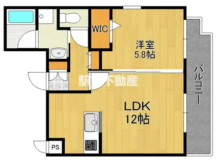 アリエッタ薬院(1LDK/4階)の間取り写真
