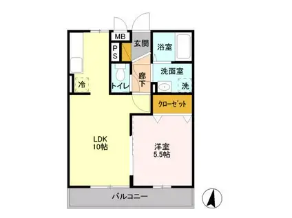 マレアガーデン新横浜エー棟(1LDK/2階)の間取り写真