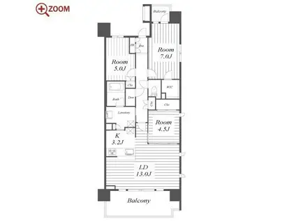 プラウド泉(3LDK/18階)の間取り写真