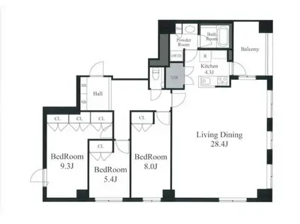 寿ビル(3LDK/6階)の間取り写真