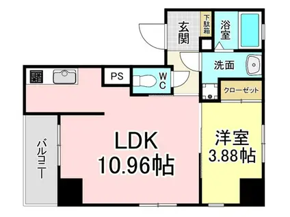 ブルースクエアー響V(1LDK/12階)の間取り写真