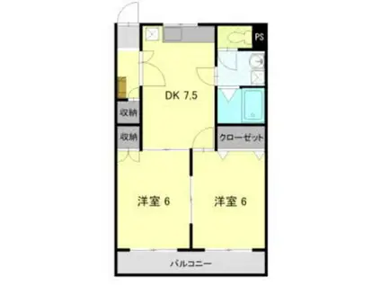 ラルジュコリーヌ(2DK/1階)の間取り写真