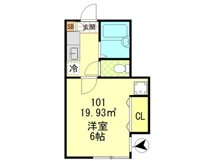 プライムハウス羽田(1K/1階)の間取り写真