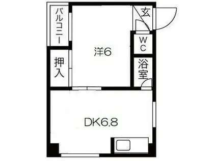久宝寺コーポラスA(1DK/6階)の間取り写真