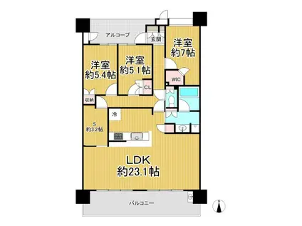 ラビスタ宝塚レフィナス1番館(3SLDK/19階)の間取り写真