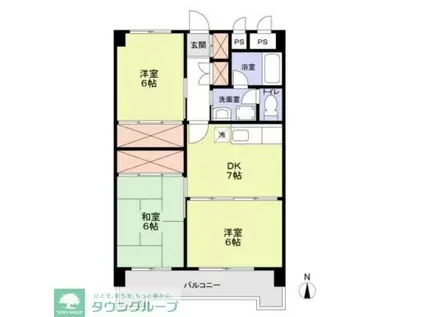 川端ハイツ(3DK/2階)の間取り写真