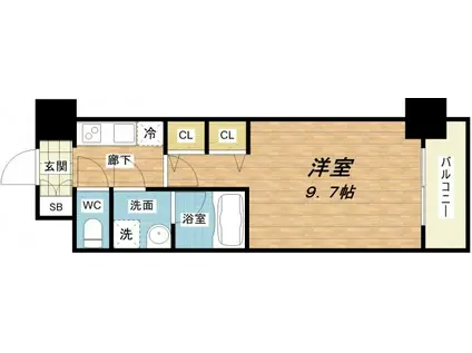 セイル淀屋橋(1K/7階)の間取り写真