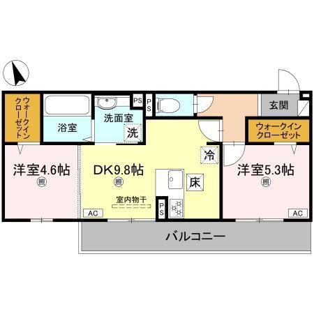 エレガンス ビュー(2LDK/3階)の間取り写真