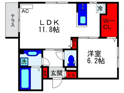 ロイヤルメゾン豊中(1LDK/1階)の間取り写真