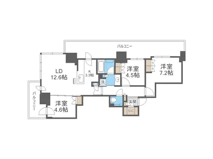 ザ・札幌タワーズ ウエストタワー(3LDK/8階)の間取り写真