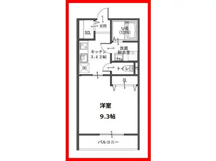 エクセルシス(1K/2階)の間取り写真