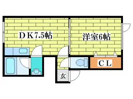 シャトージェミニ北広島(1DK/3階)の間取り写真