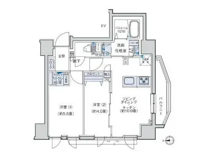 オーキッドレジデンス三ノ輪(2LDK/4階)の間取り写真