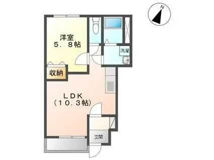 グランディールI(1LDK/1階)の間取り写真