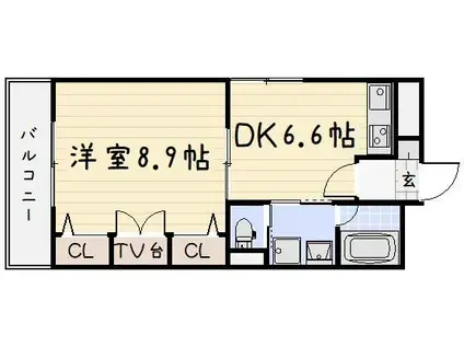 コスモス小倉駅前II(1DK/3階)の間取り写真