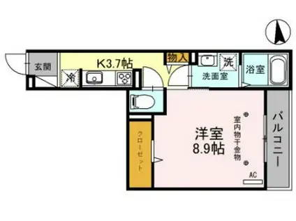グランエスポワール(1K/3階)の間取り写真