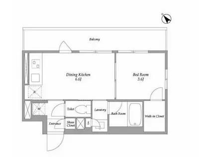 ラ・ぺルラ市谷砂土原町(1DK/4階)の間取り写真